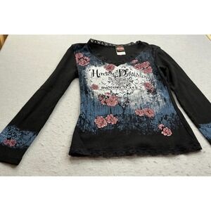 Harley Davidson Y2K Long Sleeve Shirt Floral Lace Trim Small Honolulu Hawaii